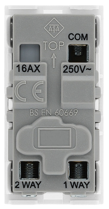 BG EMSW12ELW Euro Module 20AX 2-Way Key Switch - White (Emergency lighting test) - westbasedirect.com