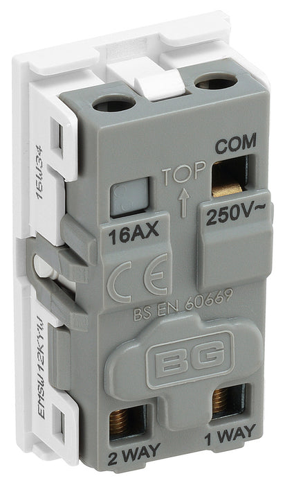 BG EMSW12KYW Euro Module 20AX 2-Way Key Switch - White - westbasedirect.com