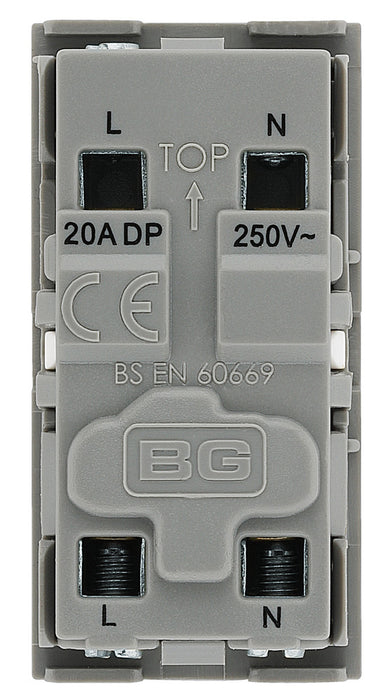 BG EMSW30KYG Euro Module 20A DP Key Switch - Grey - westbasedirect.com