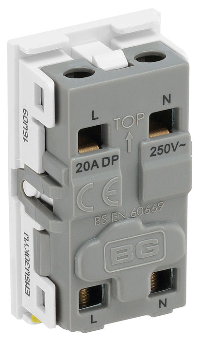 BG EMSW30KYW Euro Module 20A DP Key Switch - White - westbasedirect.com