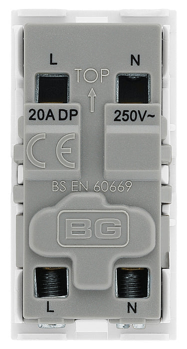 BG EMSW30KYW Euro Module 20A DP Key Switch - White - westbasedirect.com
