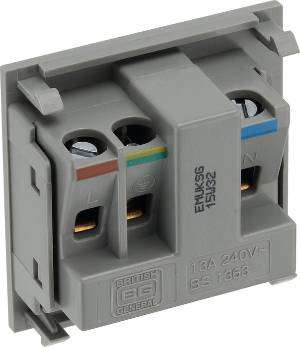 BG EMUKSG Euro Module 13A UK Unswitched Socket - Grey - westbasedirect.com