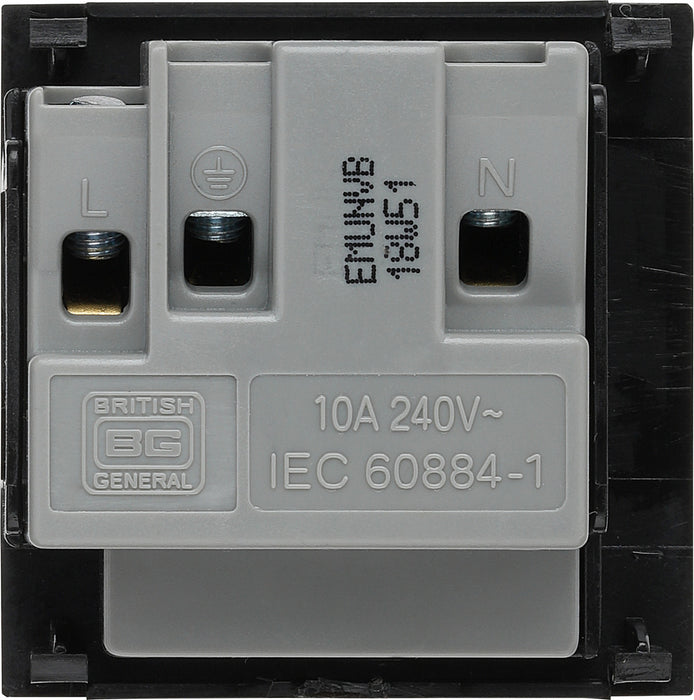 BG EMUNVB Euro Module Universal Unswitched Socket - Black - westbasedirect.com