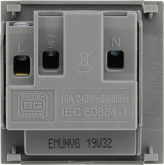 BG EMUNVG Euro Module Universal Unswitched Socket - Grey - westbasedirect.com