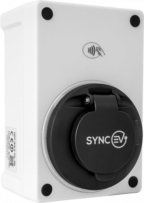 SyncEV Compact Car Charger 7.4kW Type 2 Socketed GSM/WiFi - White - westbasedirect.com