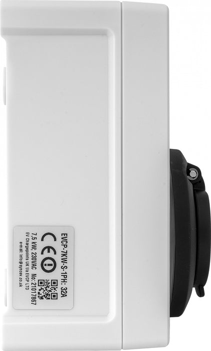 SyncEV Compact Car Charger 7.4kW Type 2 Socketed GSM/WiFi - White - westbasedirect.com