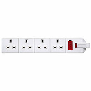 Masterplug 4 Socket 2m 13A Heavy Duty Extension Lead White - westbasedirect.com