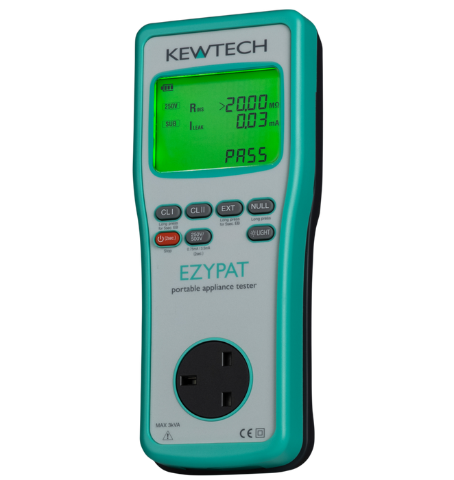 Kewtech EZYPAT Manual PAT Tester, Auto Test Sequence, Battery Powered - westbasedirect.com