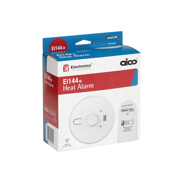 Aico Ei144e Heat Alarm Mains Powered with 9V Alkaline Battery Backup - westbasedirect.com