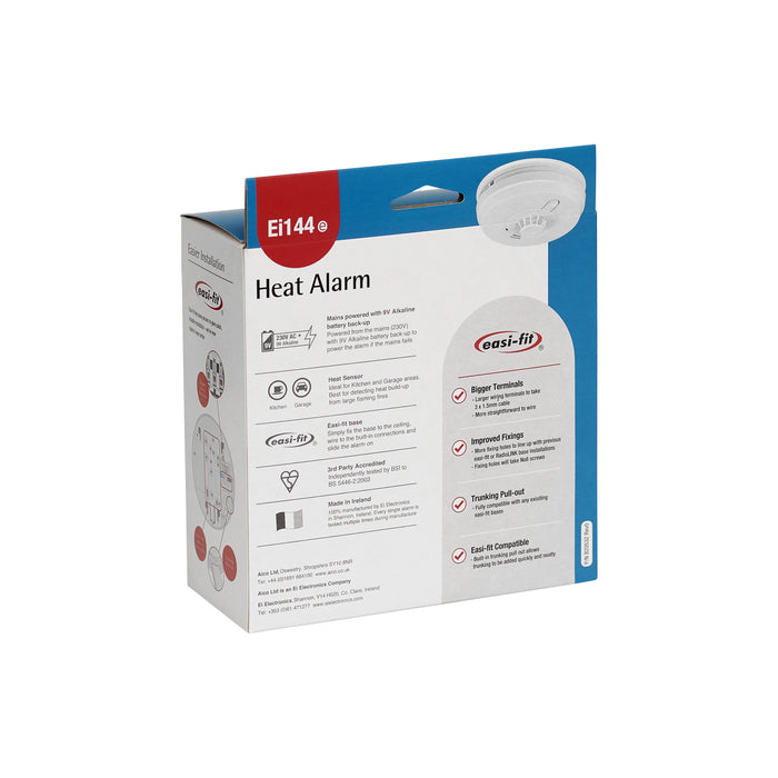 Aico Ei144e Heat Alarm Mains Powered with 9V Alkaline Battery Backup - westbasedirect.com