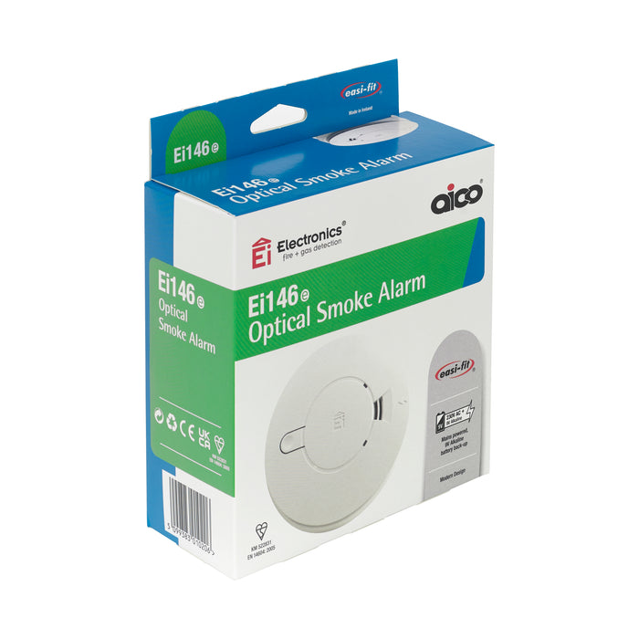 Aico Ei146e Optical Smoke Alarm Mains Powered 9V Alkaline Battery Backup - westbasedirect.com