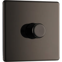BG FBN81 Flatplate Screwless 2-Way Single Trailing Edge Dimmer Push On/Off - Black Nickel