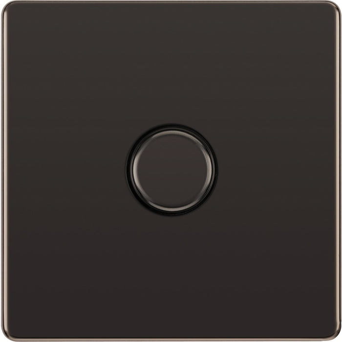 BG FBN81 Flatplate Screwless 2-Way Single Trailing Edge Dimmer Push On/Off - Black Nickel - westbasedirect.com