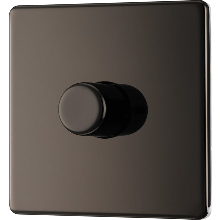 BG FBN81 Flatplate Screwless 2-Way Single Trailing Edge Dimmer Push On/Off - Black Nickel - westbasedirect.com
