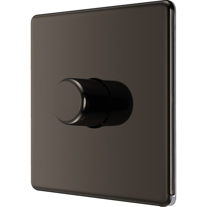 BG FBN81 Flatplate Screwless 2-Way Single Trailing Edge Dimmer Push On/Off - Black Nickel - westbasedirect.com