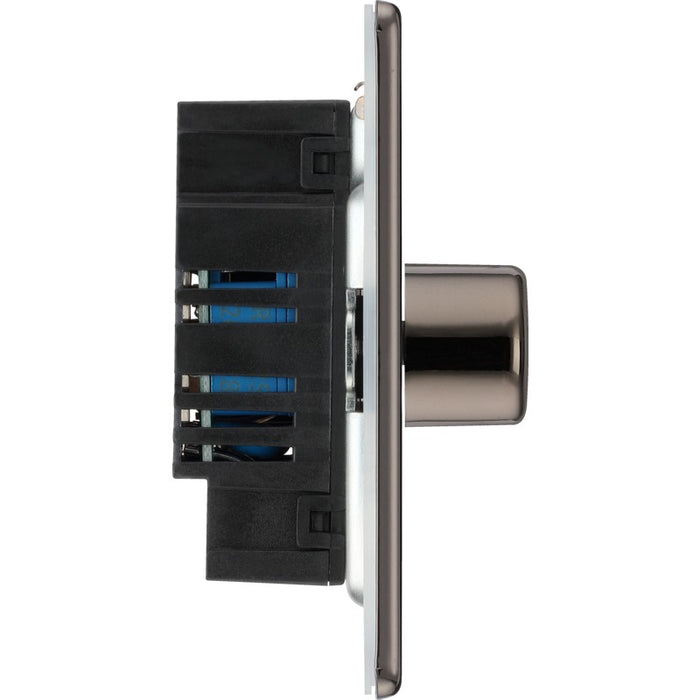 BG FBN81 Flatplate Screwless 2-Way Single Trailing Edge Dimmer Push On/Off - Black Nickel - westbasedirect.com