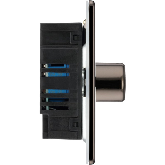 BG FBN82 Flatplate Screwless 2-Way Double Trailing Edge Dimmer Push On/Off - Black Nickel - westbasedirect.com