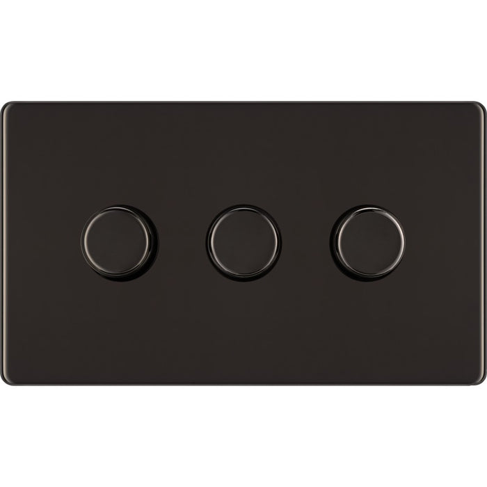 BG FBN83 Flatplate Screwless 2-Way Triple Trailing Edge Dimmer Push On/Off - Black Nickel - westbasedirect.com