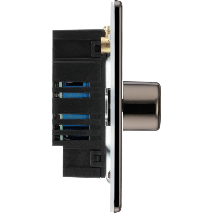 BG FBN83 Flatplate Screwless 2-Way Triple Trailing Edge Dimmer Push On/Off - Black Nickel - westbasedirect.com