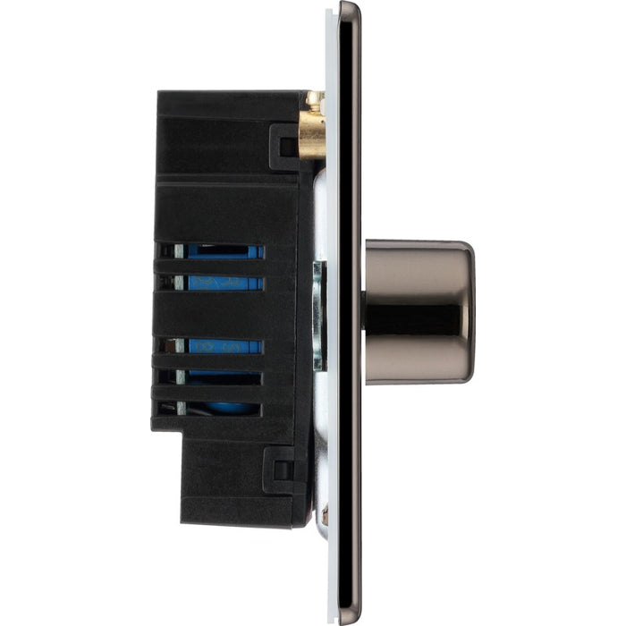 BG FBN84 Flatplate Screwless 2-Way Quad Trailing Edge Dimmer Push On/Off - Black Nickel - westbasedirect.com