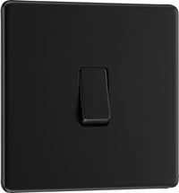 BG FFB12x5 Flatplate Screwless 20A 16AX 2 Way Single Light Switch - Matt Black (5 Pack)