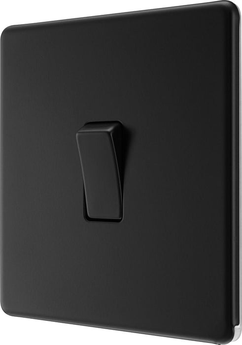 BG FFB12 Flatplate Screwless Single Light Switch 10A - Matt Black (5 Pack) - westbasedirect.com