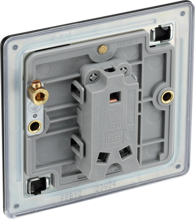 BG FFB12 Flatplate Screwless Single Light Switch 10A - Matt Black (5 Pack) - westbasedirect.com