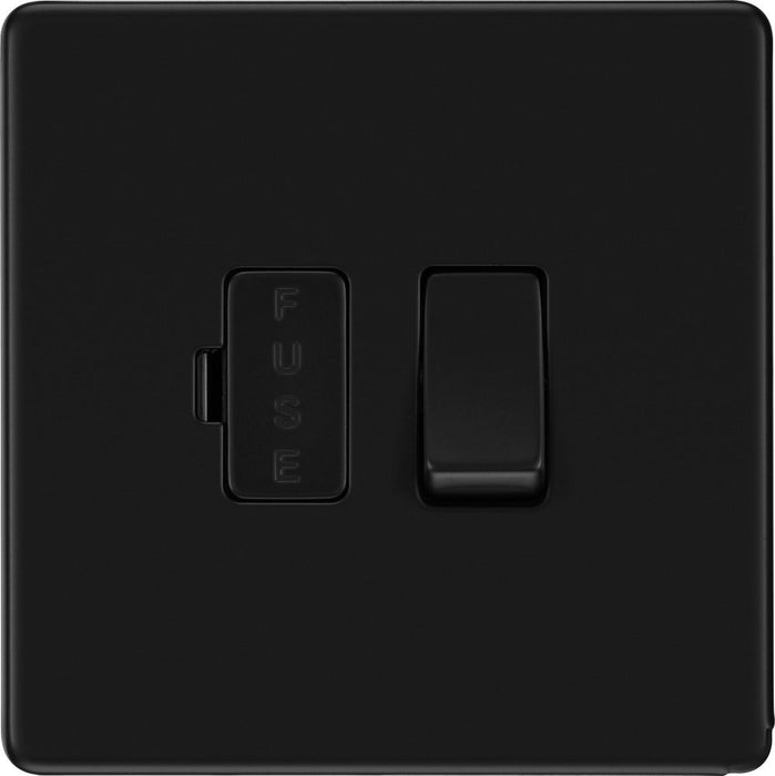 BG FFB50 Flatplate Screwless Switched Spur 13A - Matt Black (5 Pack) - westbasedirect.com