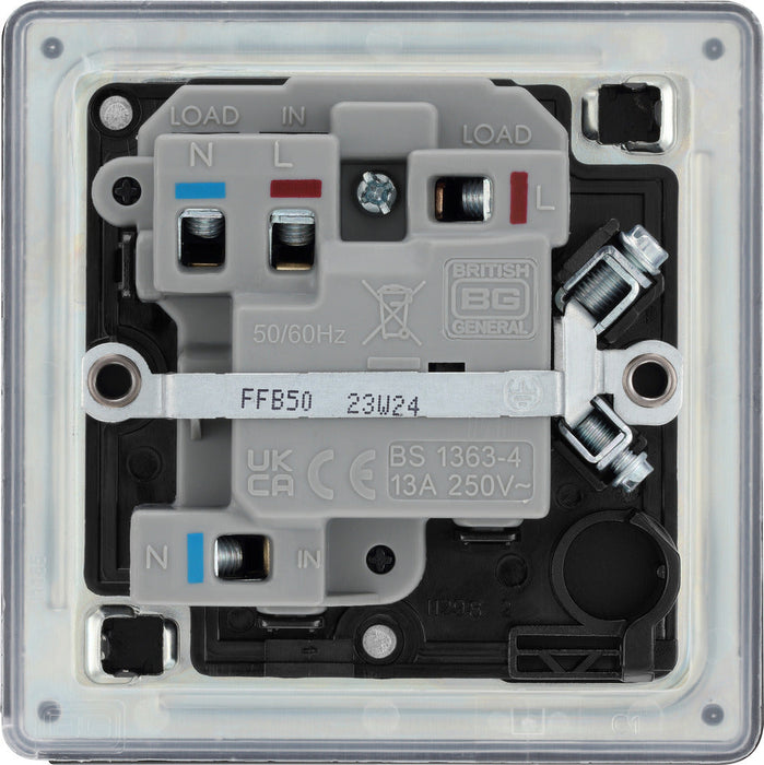 BG FFB50 Flatplate Screwless Switched Spur 13A - Matt Black (5 Pack) - westbasedirect.com