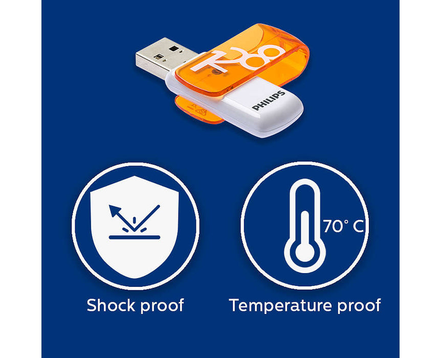 Philips USB 2.0 128GB Vivid Edition Orange - westbasedirect.com