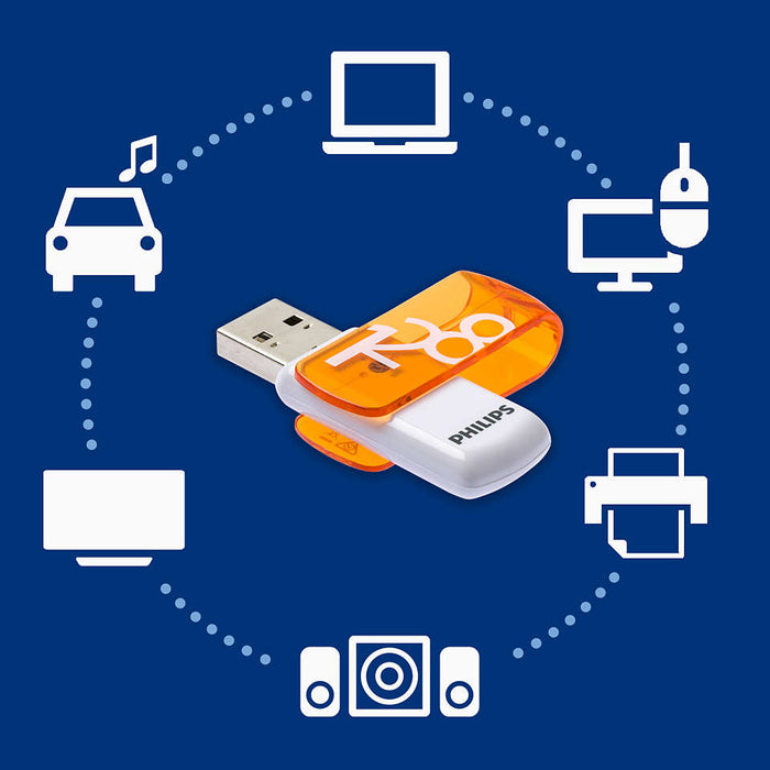 Philips USB 2.0 128GB Vivid Edition Orange - westbasedirect.com