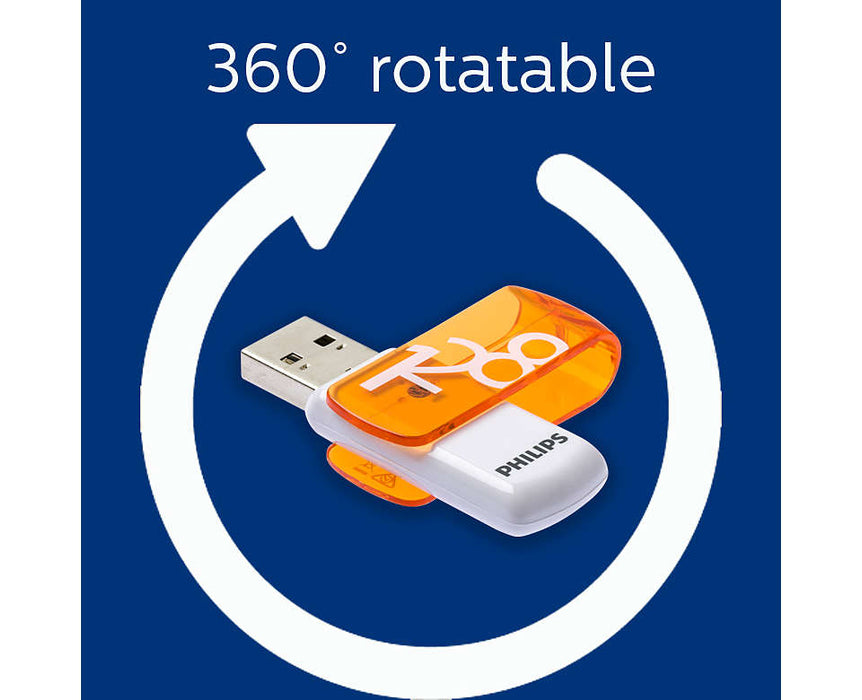 Philips USB 2.0 128GB Vivid Edition Orange - westbasedirect.com