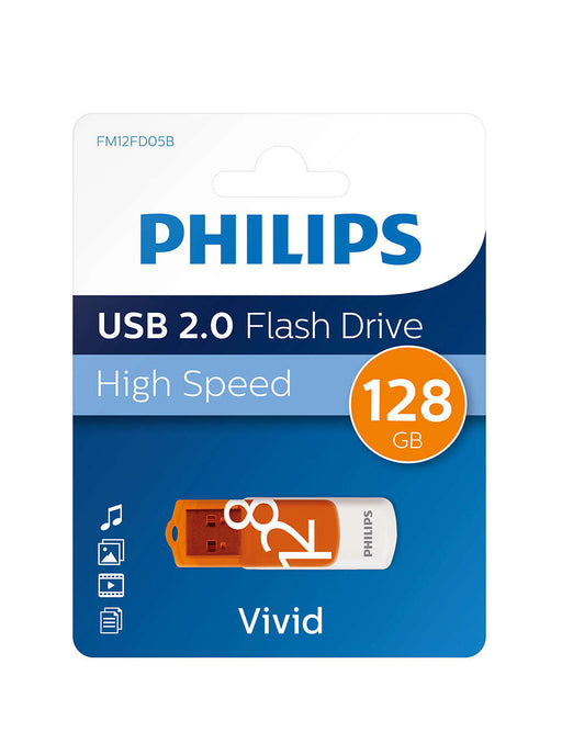 Philips USB 2.0 128GB Vivid Edition Orange - westbasedirect.com