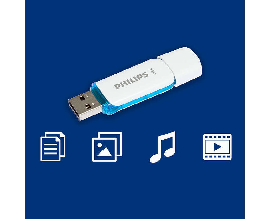 Philips USB 2.0 16GB Snow Edition Blue - westbasedirect.com