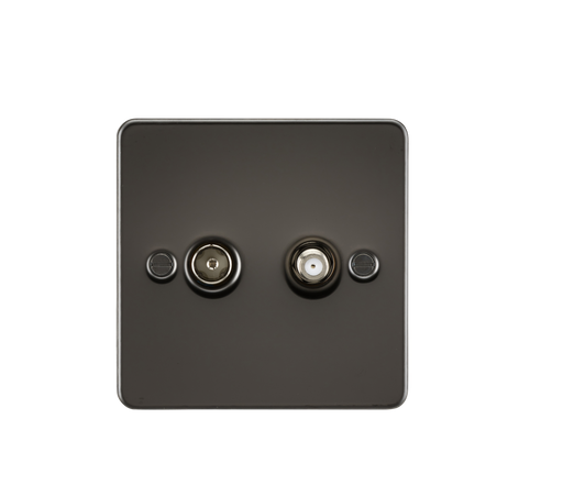 Knightsbridge FP0140GM Flat Plate TV & SAT TV Outlet (Isolated) - Gunmetal - westbasedirect.com
