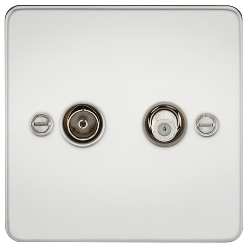 Knightsbridge FP0140PC Flat Plate TV & SAT TV Outlet (Isolated) - Polished Chrome - westbasedirect.com