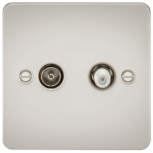 Knightsbridge FP0140PL Flat Plate TV & SAT TV Outlet (Isolated) - Pearl - westbasedirect.com