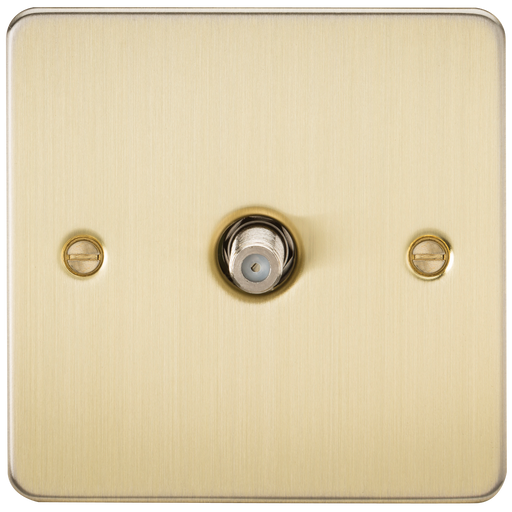 Knightsbridge FP0150BB Flat Plate 1G SAT TV Outlet (Non-Isolated) - Brushed Brass - westbasedirect.com