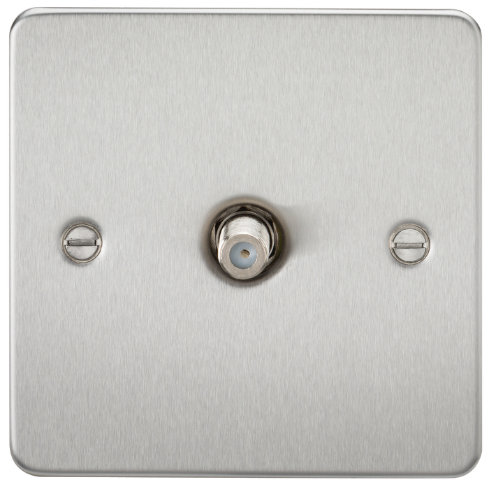 Knightsbridge FP0150BC Flat Plate 1G SAT TV Outlet (Non-Isolated) - Brushed Chrome - westbasedirect.com