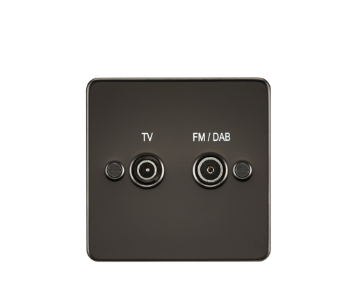 Knightsbridge FP0160GM Flat Plate Screened Diplex Outlet (TV & FM DAB) - Gunmetal - westbasedirect.com