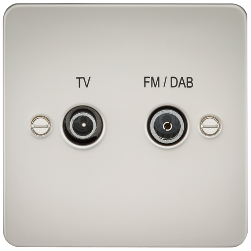 Knightsbridge FP0160PL Flat Plate Screened Diplex Outlet (TV & FM DAB) - Pearl - westbasedirect.com