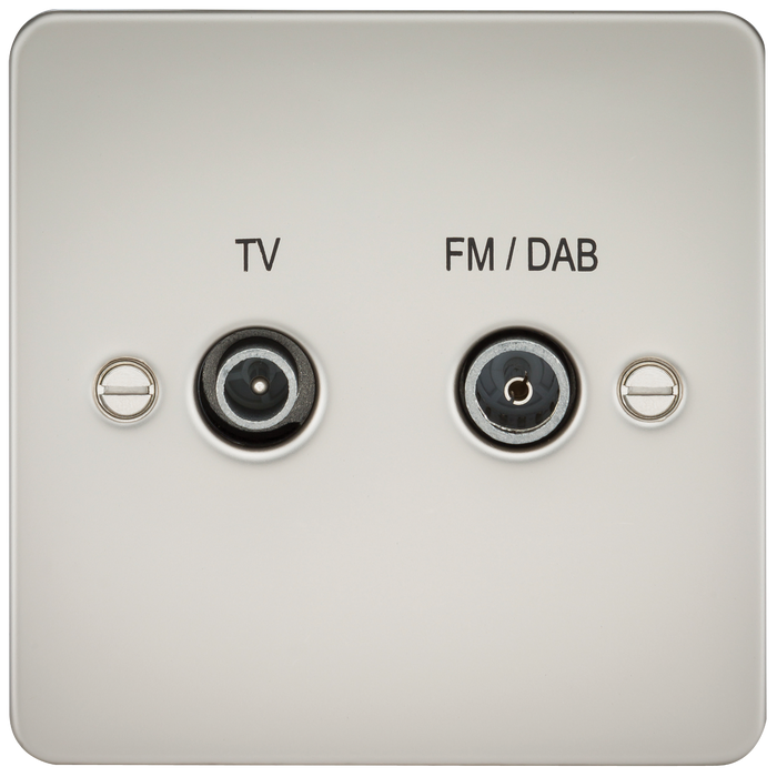 Knightsbridge FP0160PL Flat Plate Screened Diplex Outlet (TV & FM DAB) - Pearl - westbasedirect.com