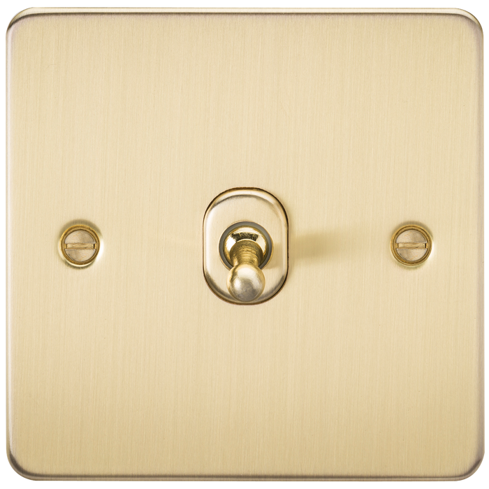 Knightsbridge FP1TOGBB Flat Plate 10AX 1G 2 Way Toggle Switch - Brushed Brass - westbasedirect.com