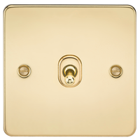 Knightsbridge FP1TOGPB Flat Plate 10AX 1G 2 Way Toggle Switch - Polished Brass