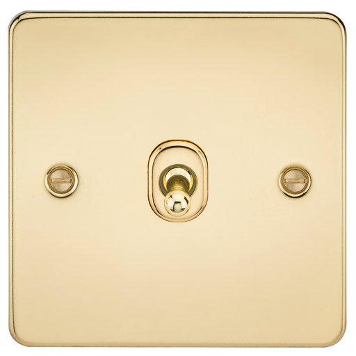 Knightsbridge FP1TOGPB Flat Plate 10AX 1G 2 Way Toggle Switch - Polished Brass - westbasedirect.com