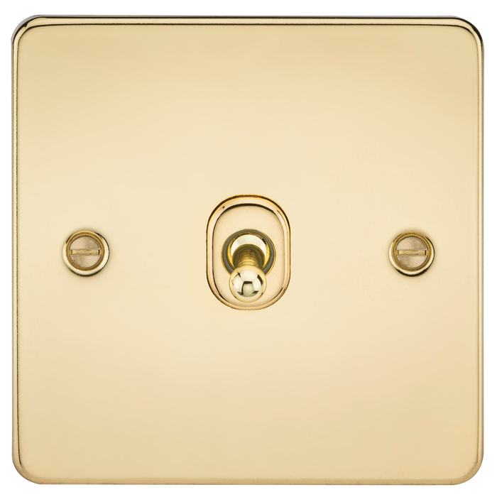 Knightsbridge FP1TOGPB Flat Plate 10AX 1G 2 Way Toggle Switch - Polished Brass - westbasedirect.com