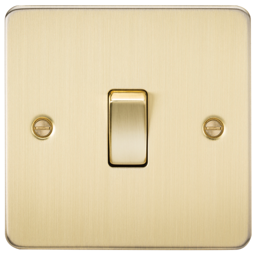 Knightsbridge FP2000BB Flat Plate 10AX 1G 2 Way Switch - Brushed Brass - westbasedirect.com