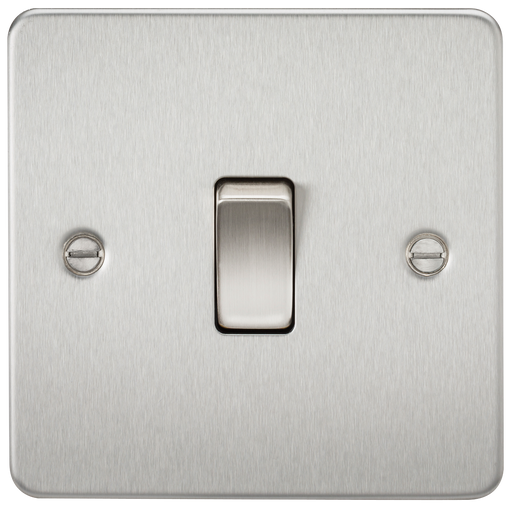 Knightsbridge FP2000BC Flat Plate 10AX 1G 2 Way Switch - Brushed Chrome - westbasedirect.com
