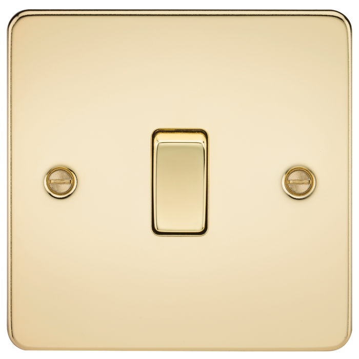 Knightsbridge FP2000PB Flat Plate 10AX 1G 2 Way Switch - Polished Brass - westbasedirect.com