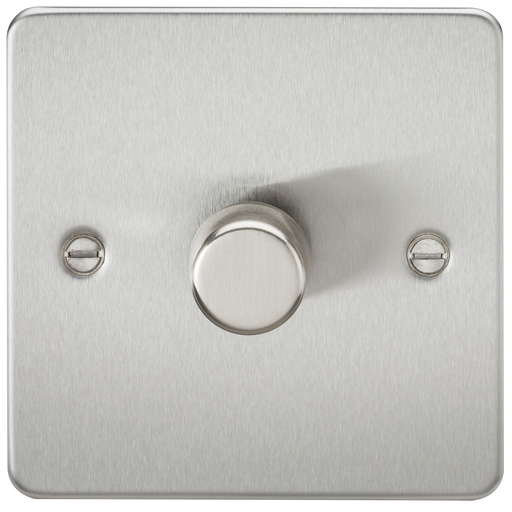 Knightsbridge FP2181BC Flat Plate 1G 2 Way 10-200W (5-150W LED) Trailing Edge Dimmer - Brushed Chrome - westbasedirect.com